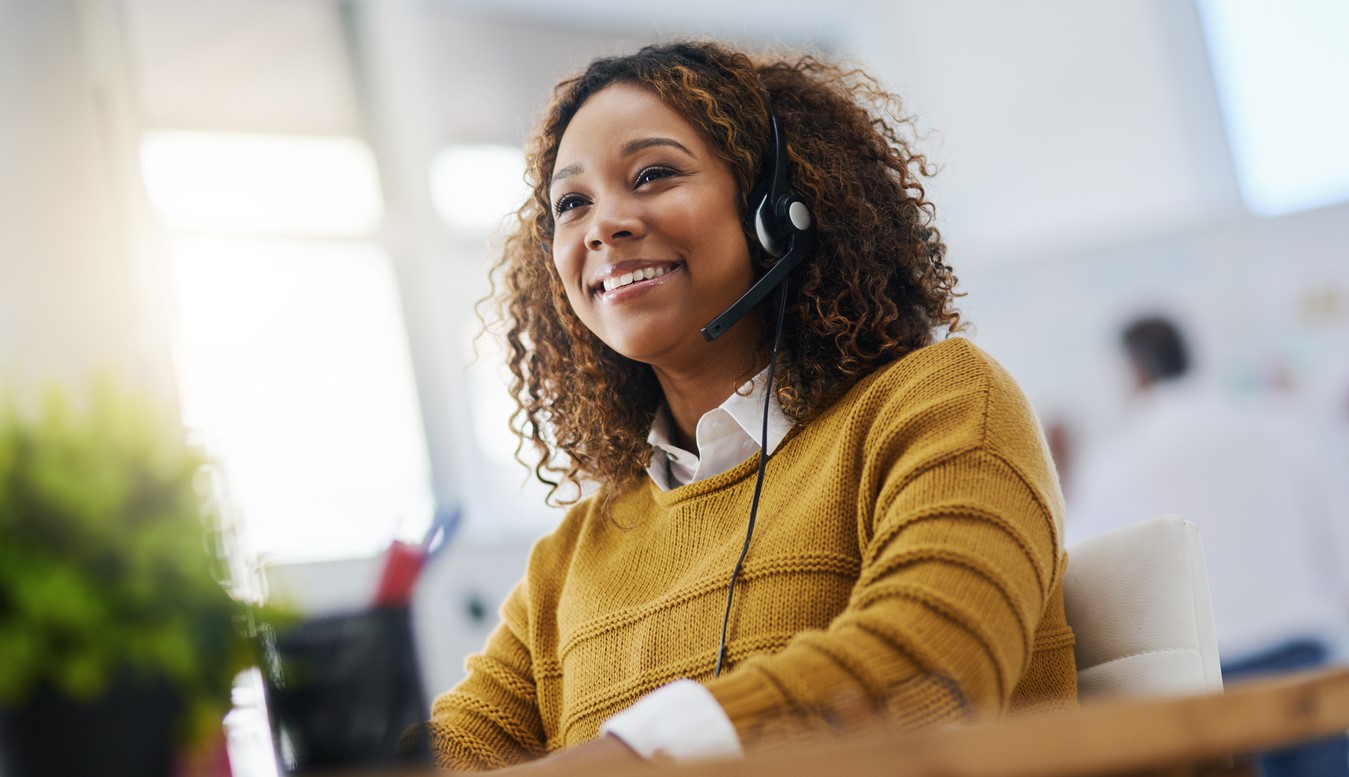 Smiling customer service agent